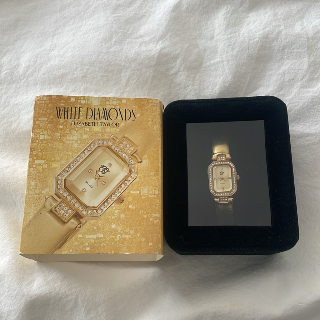 Nwt White Diamonds Elizabeth Taylor Gold Watch